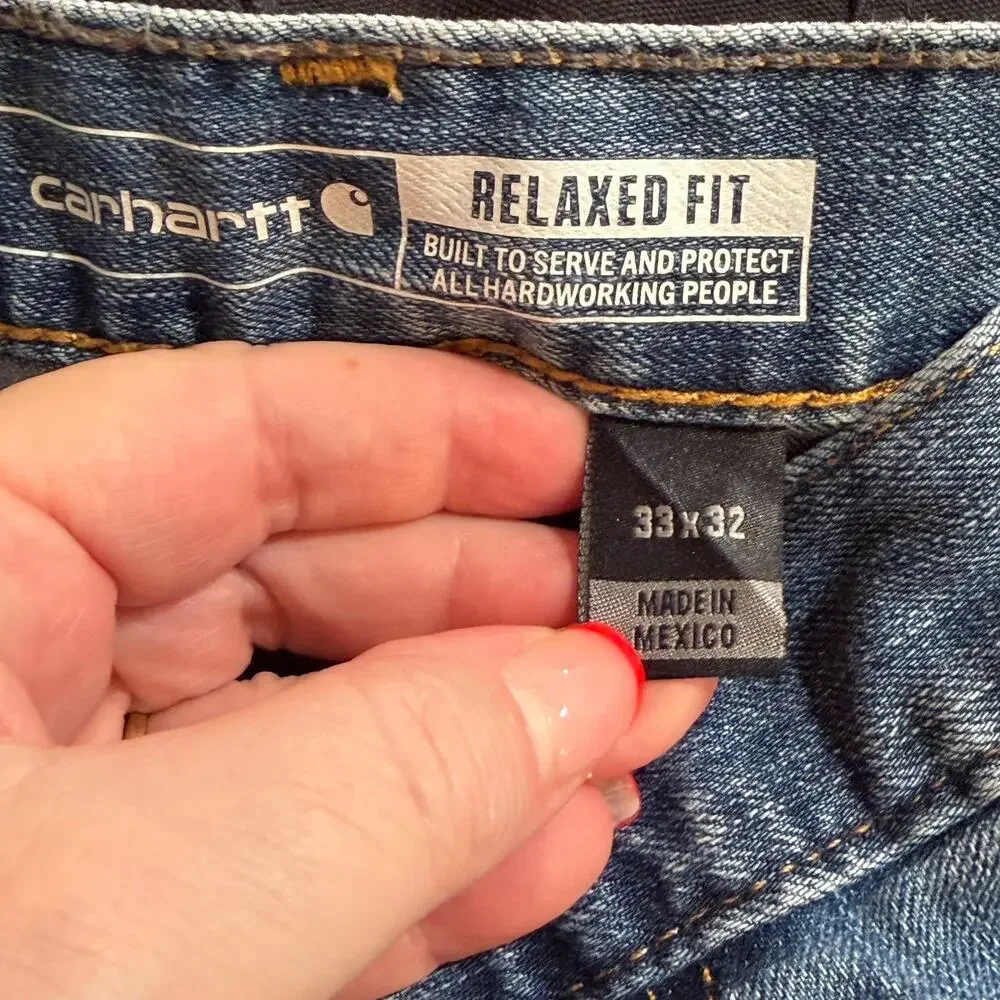 Carthartt Mens 33x32 Jeans Blue Double Knee Loose Relaxed Fit Carpenter utility - Picture 3 of 11